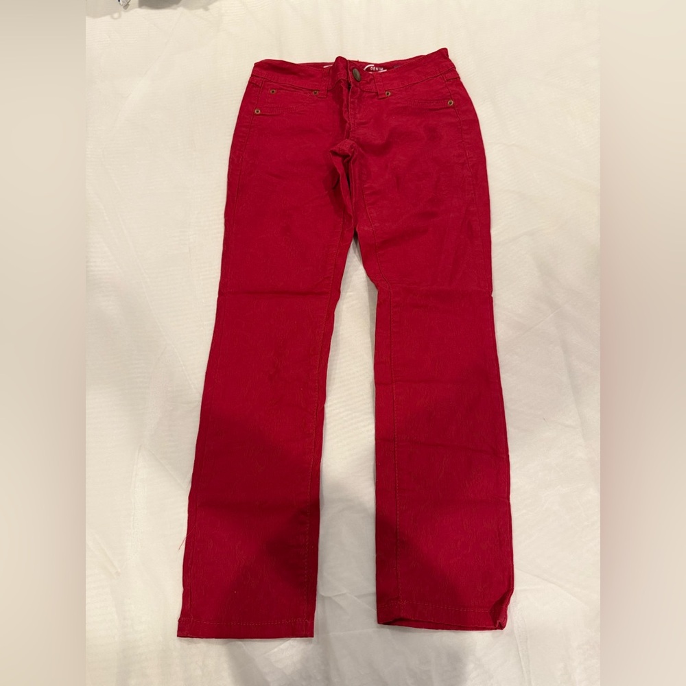 INC denim skinny leg size OP Red Paisley type denim